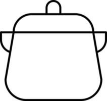 Line art Cooking pot icon in flat style. vector