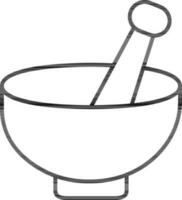 Mortar and pestle icon in line art. vector