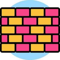 Brick wall icon in pink and yellow color. vector