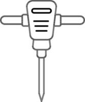 Line art illustration of Jack hammer icon. vector