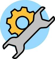 Setting Cogwheel and wrench icon in yellow and gray color. vector