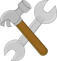 Icon of hammer and wrench. vector