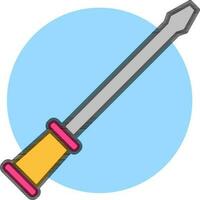 Isolated Screwdriver icon on blue round background. vector