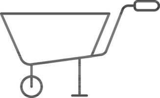 Isolated Wheelbarrow icon in black line art. vector