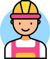 Construction man icon in flat style. vector
