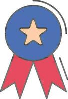 Star Badge Ribbon icon in blue and red color. vector