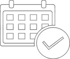 Calendar withe check mark in flat style. vector