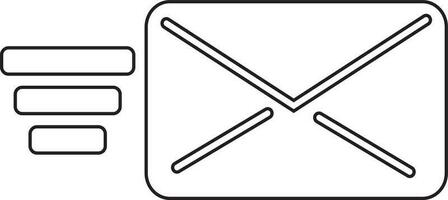 Black line art email symbol icon. vector