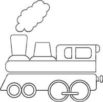 Black line art illustration of train in flat style. vector