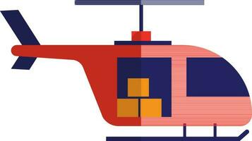 Helicopter with boxes in flat style. vector