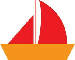 Yellow and red boat in flat style. vector