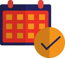 Calendar withe check mark in flat style. vector