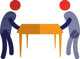 Character of faceless men holding table in hand. vector