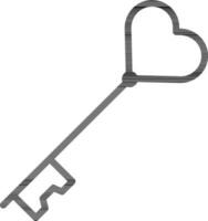 Love or Heart key icon in black line art. vector