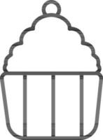 Line art cupcake icon in flat style. vector