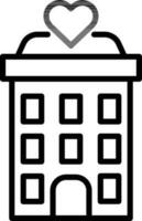 Loving building icon in thin line art. vector