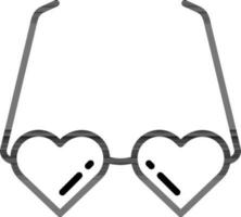 Heart shape goggles icon in black line art. vector