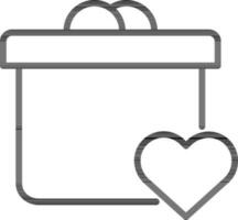 Loving gift box icon in thin line art. vector