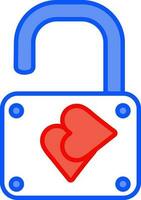 Open Heart Lock icon in flat style. vector