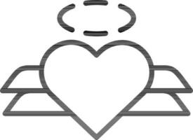 Black line art illustration of Love angel icon. vector