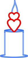 Love Candle icon in red and blue outline. vector