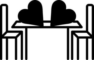 Romantic Table icon in black outline. vector