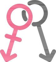 Male and Female Gender Symbol in Black and Blue Color. vector