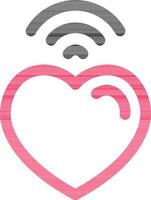 Heart Connection Icon in Pink and Black Line Art. vector