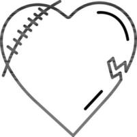 Line art illustration of Stitching on Broken Heart icon. vector