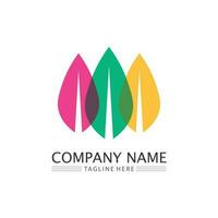 Tree leaf vector and green logo design friendly concept