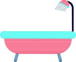 Bathtub icon with shower for bathing concept. vector