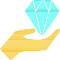 Diamond on hand style in icon for luxury concept. vector