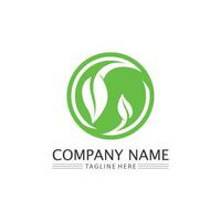 Tree leaf vector and green logo design friendly concept