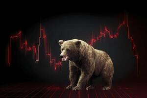 stock bear market red Downward trend charts on the investment trading pessimistic expectations, . photo