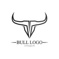 Bull horn and buffalo logo and symbols template icons app vector