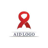 aids ribbon logo and world aids day vector design