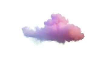 3d render, glowing colorful soft cloud isolated on white background. Fluffy cumulus atmosphere phenomenon. Realistic sky clip art element, generate ai photo