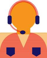 Call center faceless user in red, blue and orange color. vector