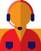 Call center faceless user in red, blue and orange color. vector