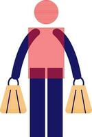 Character of faceless human holding bags. vector
