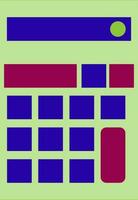 Isolated pink, blue and green calculator. vector