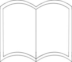 Black line art open book on white background. vector