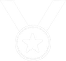 Black line art ribbon with star medal. vector