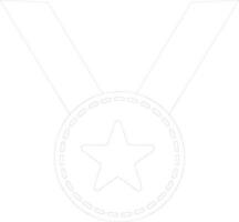 Black line art ribbon with star medal. vector