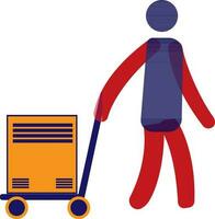 Character of human holding trolley. vector