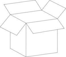 Box in black line art illustration. vector