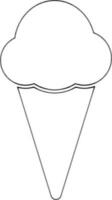 Line art illustration of a decorated cone ice cream. vector