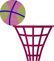 Flat style basket with ball. vector