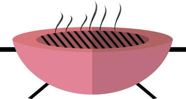 Pink hot barbecue grill in flat style. vector