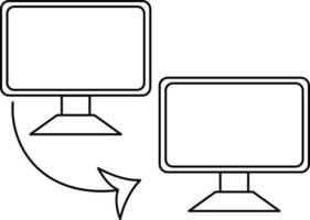 negro línea Arte datos transferir en computadora. vector